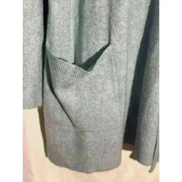 Loft Sweater Women's XL Blue Cardigan Open Front Long Patch Pockets - Picture 3 of 7